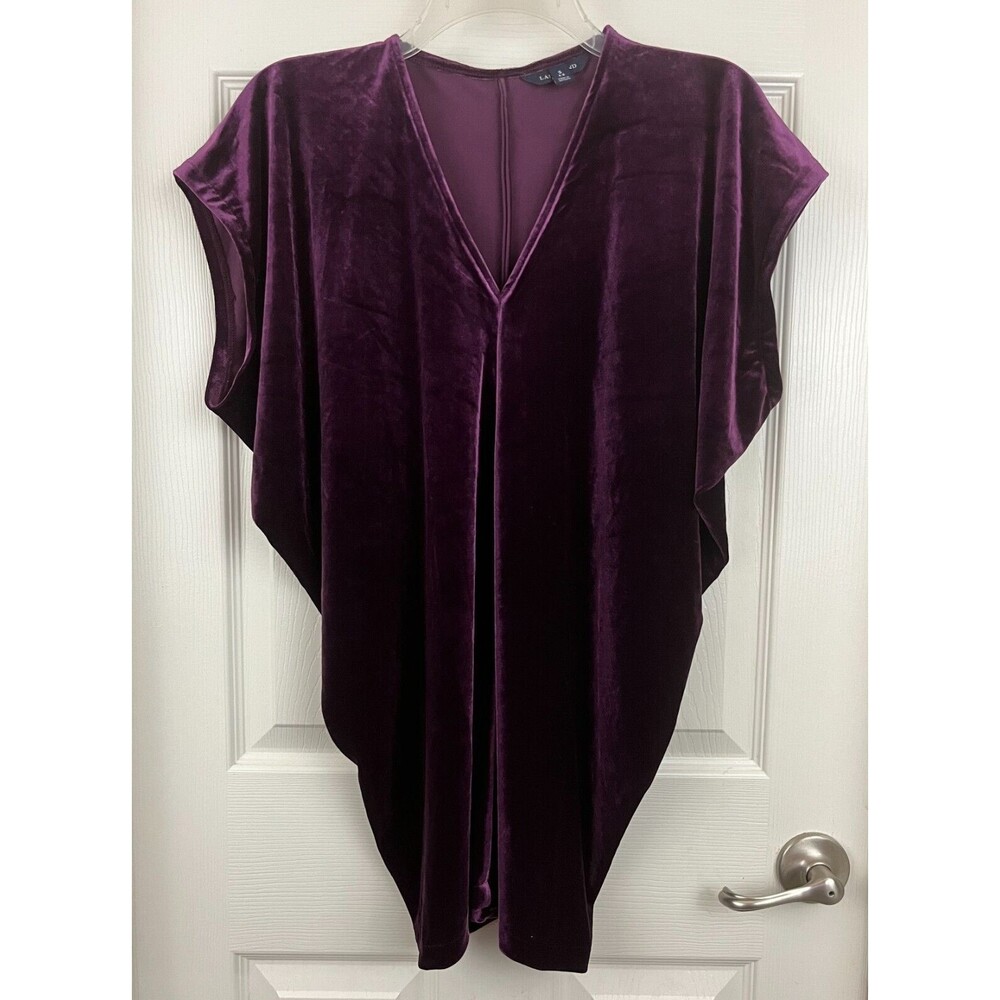 LANDS' END - Wine V-Neck Cap Sleeve Stretch Velveteen Top size Small 6-8